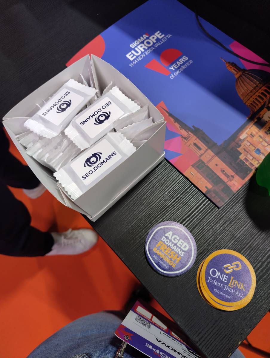 Our branded stickers and chocolates at SiGMA Europe 2024